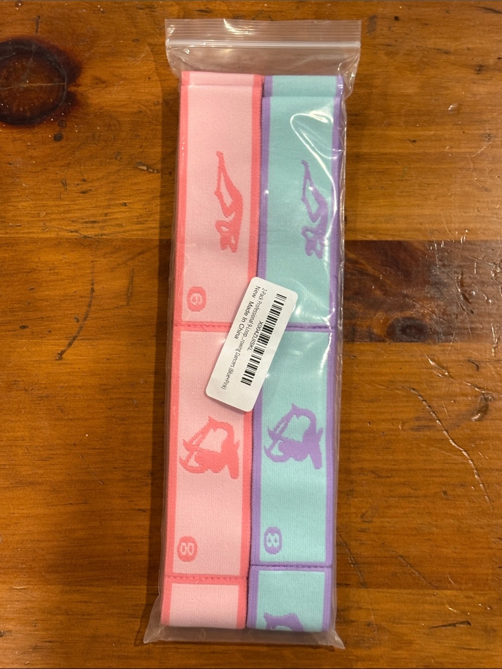 Set of 2 stretch straps with 9 loops — Pink & Blue